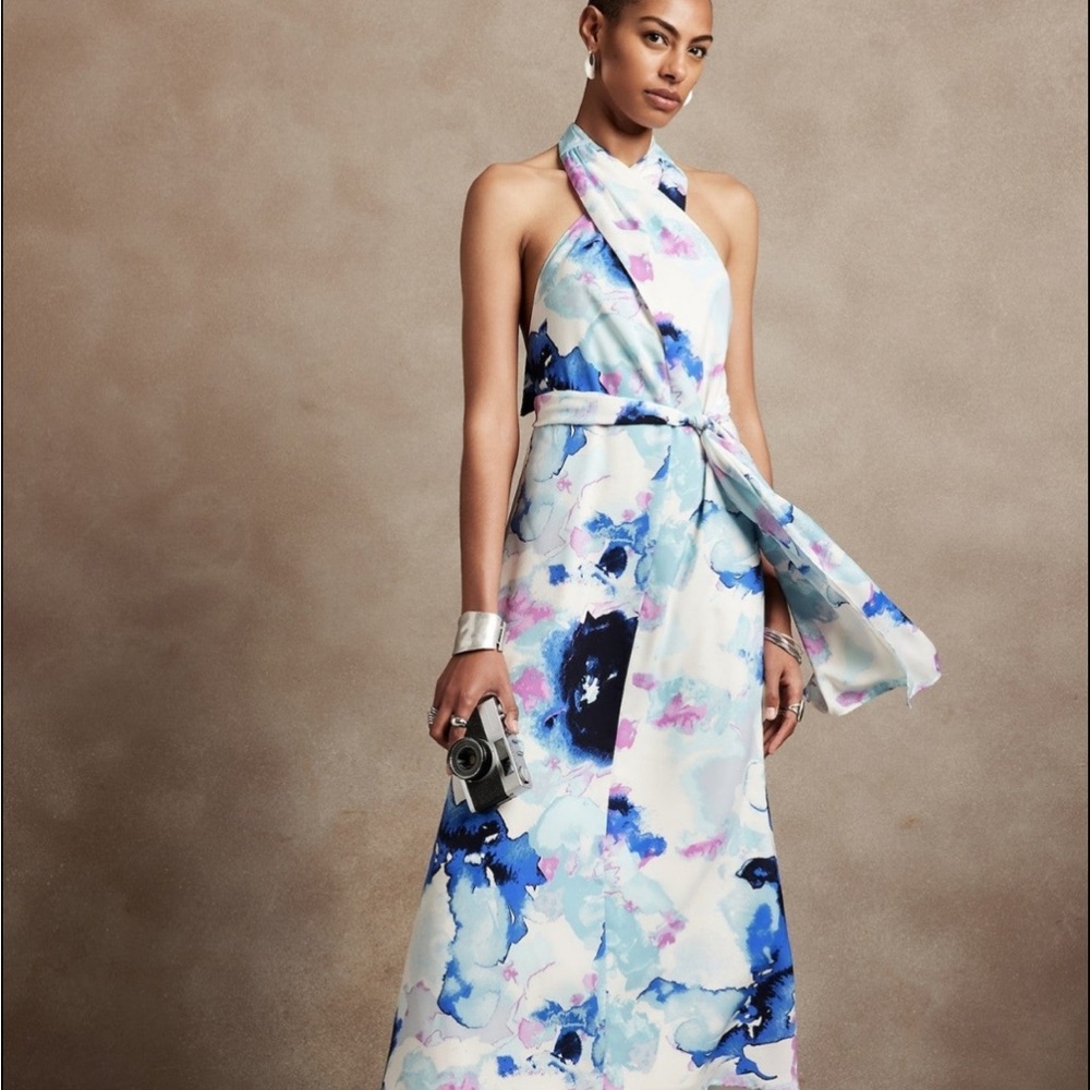 Banana Republic long dress with elastic and halter back